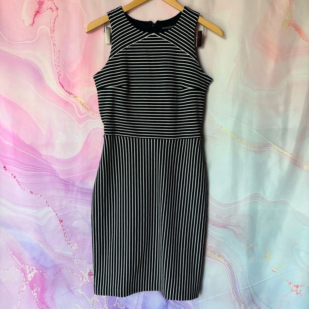 Banana Republic 0 Black White Striped Dress NWT Retro Chic Preppy Professional